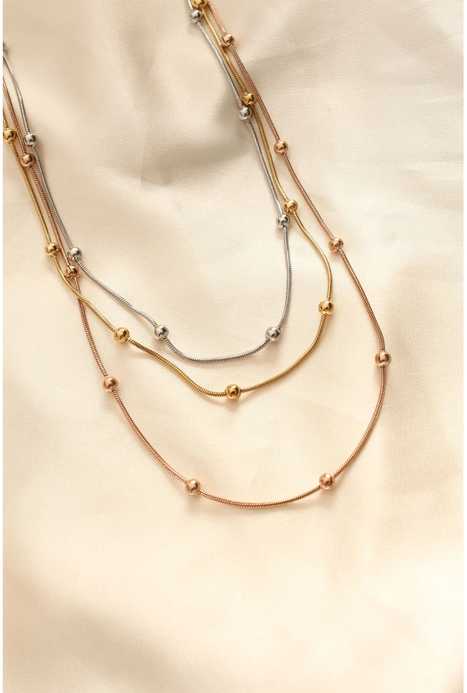 Shoecide 316l Çelik Karışık Renkli Topçuk Tasarımlı Çoklu Kolye