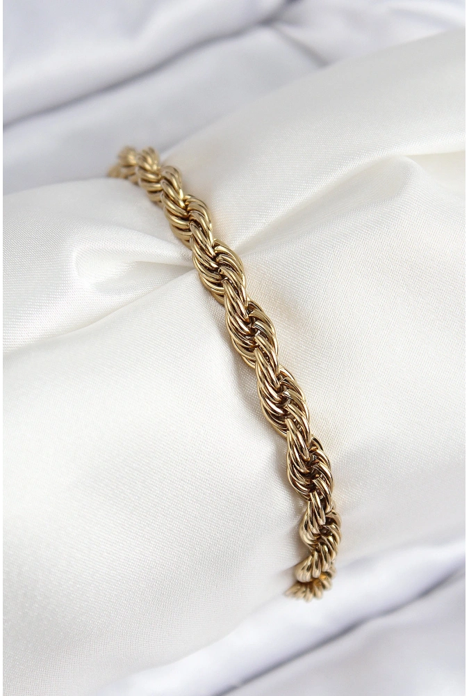 Shoecide 316l Çelik Klasik Burgu Zincir Model Gold Renk Kadın Bileklik