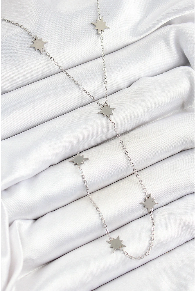 Shoecide 316l Çelik Kutup Yıldızı Figürlü Y Model Gümüş Renk Kadın Kolye