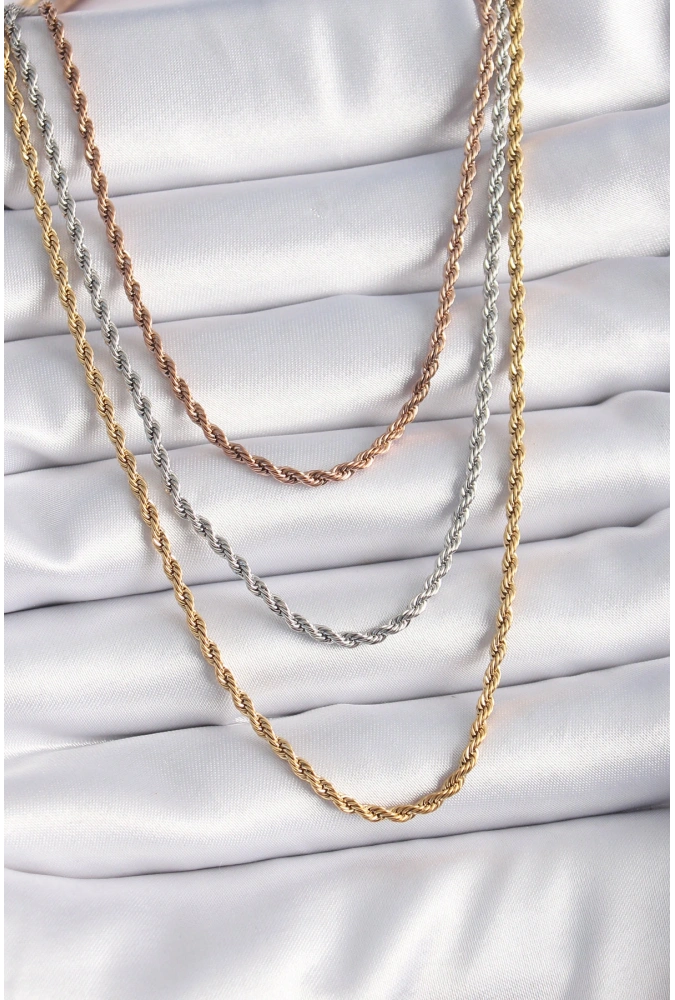 Shoecide 316l Çelik Mix Renk Burgu Zincir Model Kadın Kolye