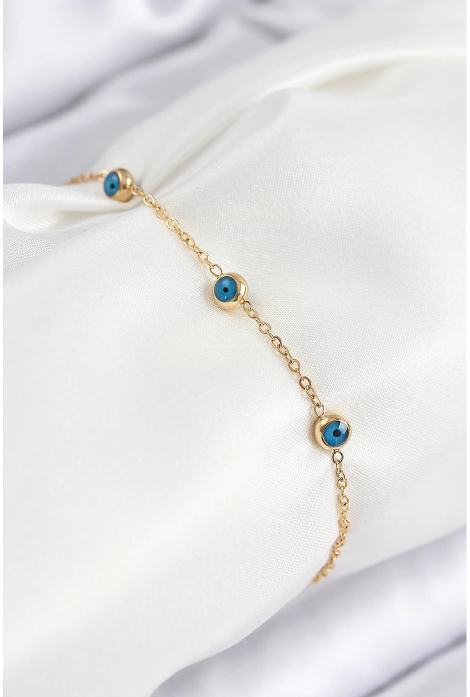 Shoecide 316l Çelik Nazar Boncuğu Model Gold Renk Kadın Bileklik