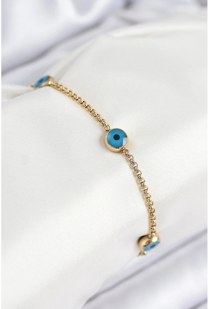Shoecide 316l Çelik Nazar Boncuğu Model Gold Renk Kadın Bileklik