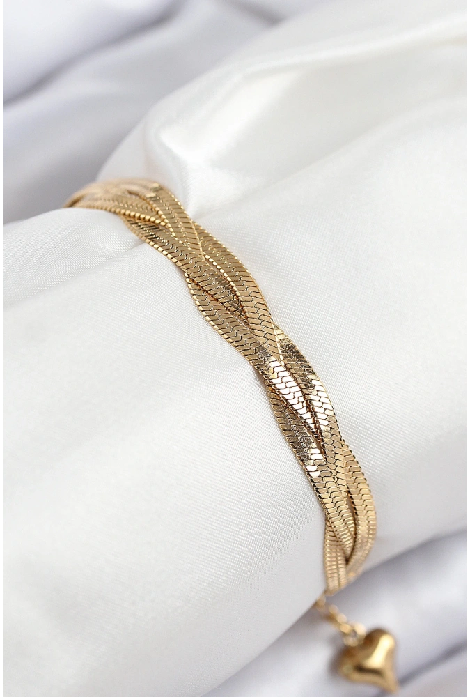 Shoecide 316l Çelik Örgü İtalyan Zincir Model Gold Renk Kadın Bileklik