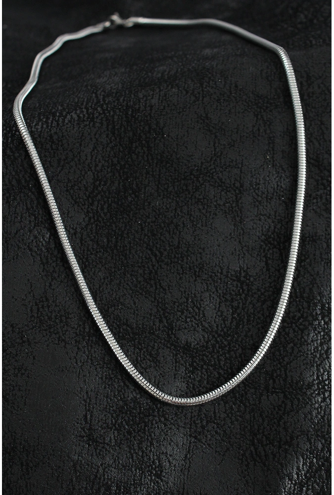 Shoecide 316l Çelik Oval İtalyan Zincir Model Gümüş Renk Erkek Kolye