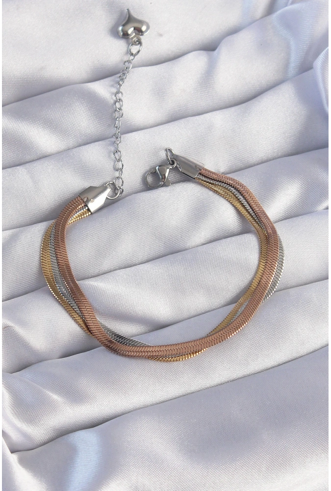 Shoecide 316l Çelik Renkli İtalyan Zincir Model Çoklu Bileklik