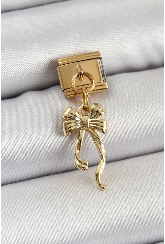 Shoecide 316l Çelik Sallantılı Uzun Fiyonk Model Gold Renk Nomination Charm