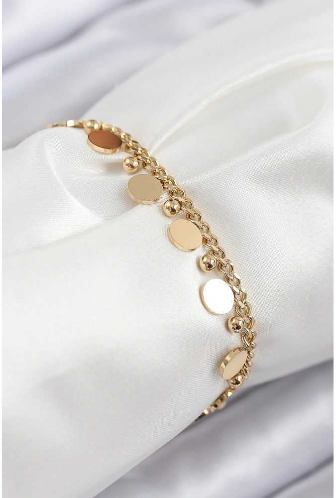 Shoecide 316l Çelik Sıralı Pul Model Gold Renk Kadın Bileklik