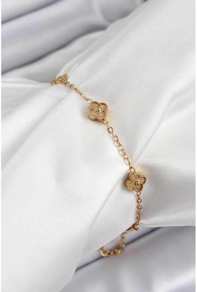 Shoecide 316l Çelik Yonca Model Gold Renk Kadın Bileklik