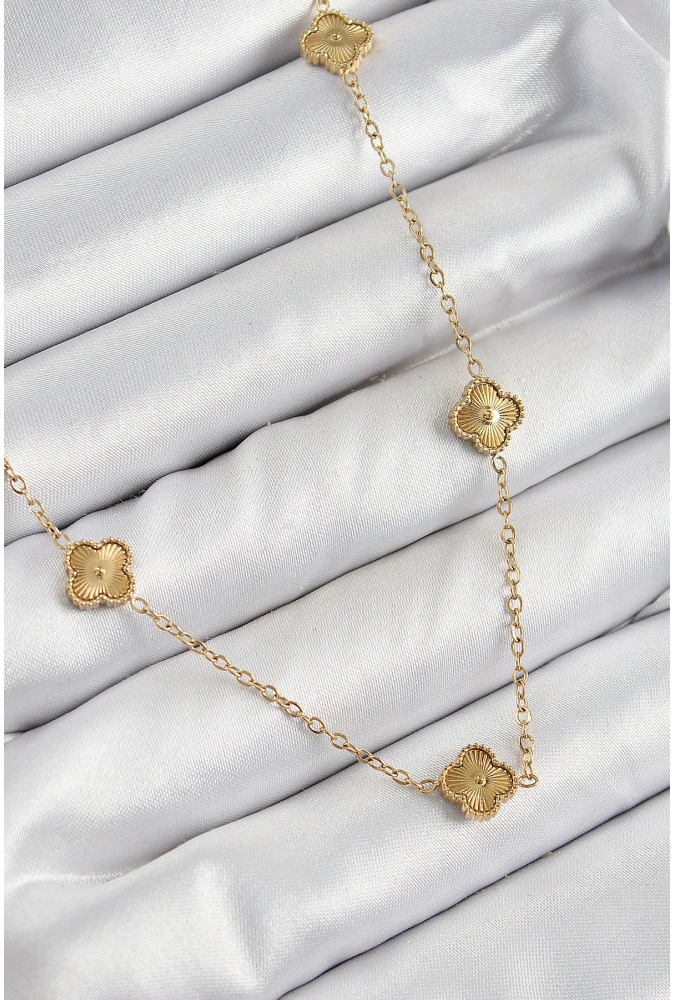 Shoecide 316l Çelik Yonca Model Gold Renk Kadın Kolye