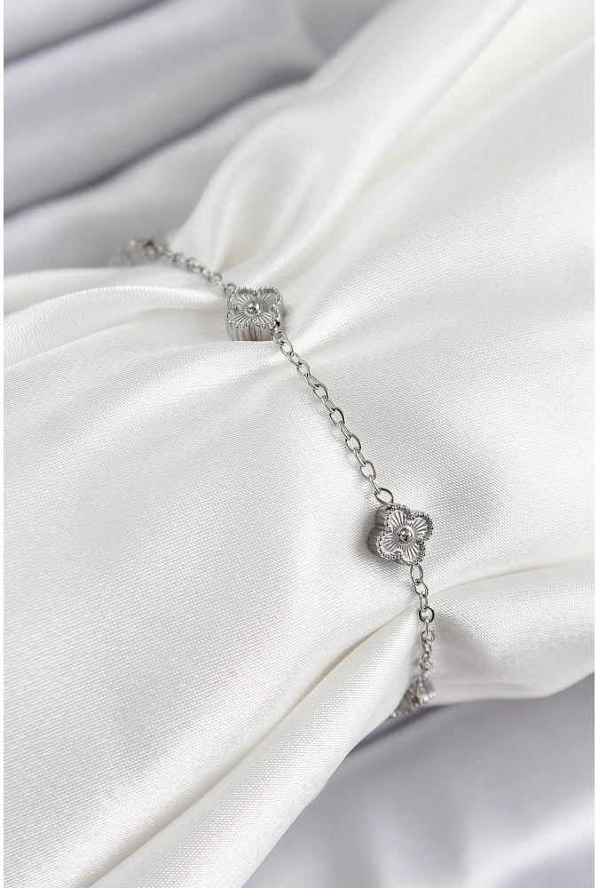 Shoecide 316l Çelik Yonca Model Gümüş Renk Kadın Bileklik