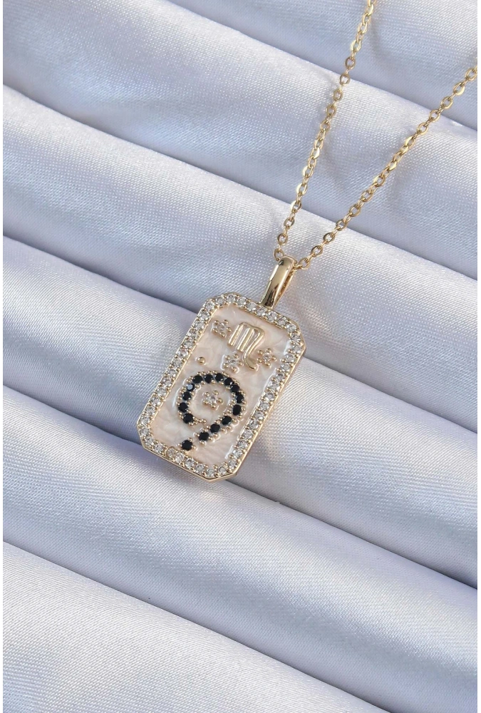 Shoecide 316l Çelik Zincir Altın Renk Zirkon Taşlı Minimal Papatya Figürlü Tarot Kolye