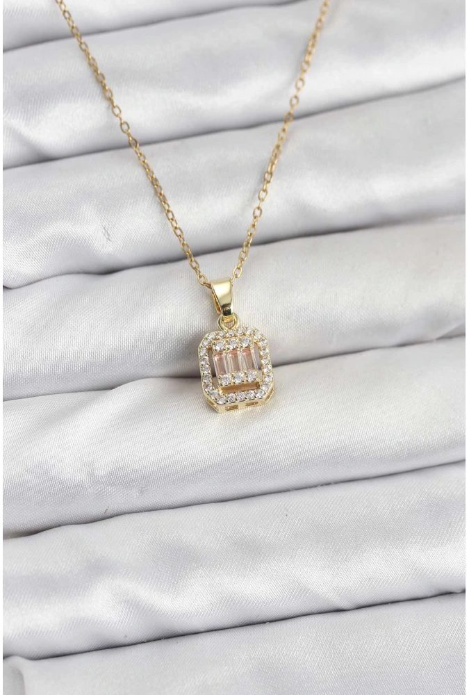 Shoecide 316l Çelik Zincir Gold Renk Baget Model Kadın Kolye