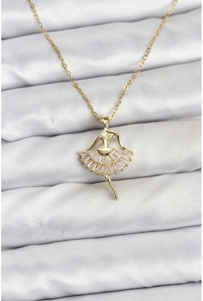 Shoecide 316l Çelik Zincir Gold Renk Balerin Model Kadın Kolye