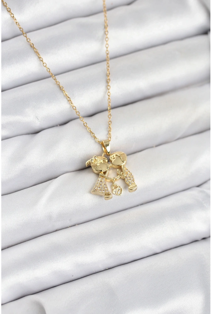 Shoecide 316l Çelik Zincir Gold Renk Erkek Kız Model Kadın Kolye