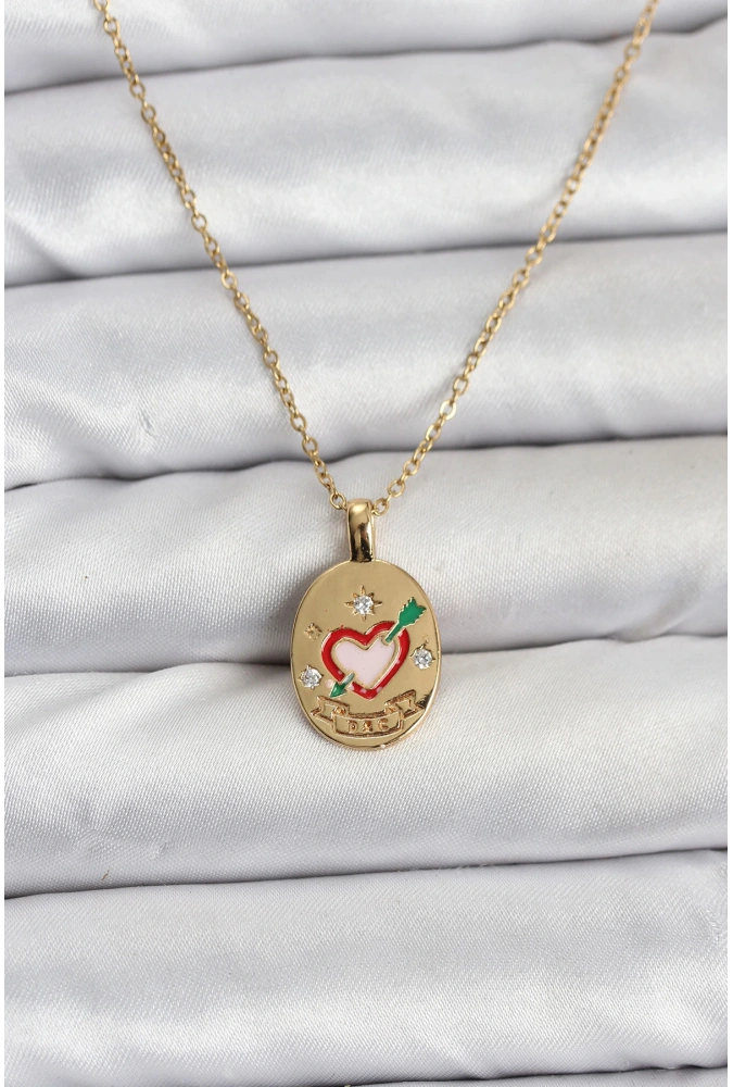 Shoecide 316l Çelik Zincir Gold Renk Kalp Figürlü Kadın Kolye