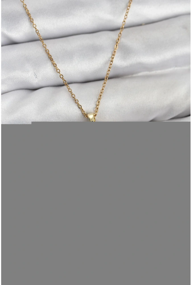Shoecide 316l Çelik Zincir Gold Renk Kiraz Model Zirkon Taşlı Kadın Kolye