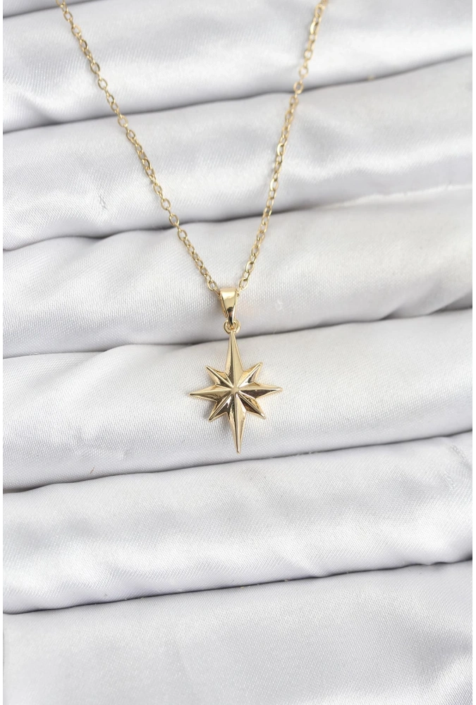 Shoecide 316l Çelik Zincir Gold Renk Kutup Yıldızı Model Kadın Kolye