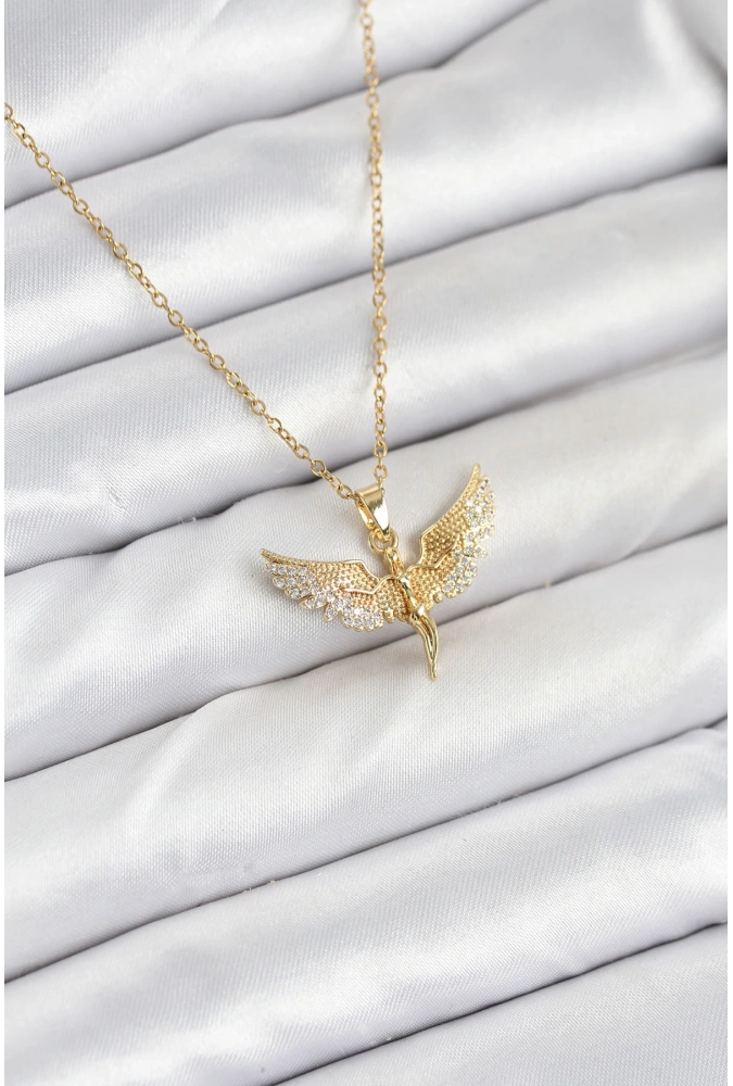 Shoecide 316l Çelik Zincir Gold Renk Melek Model Kadın Kolye