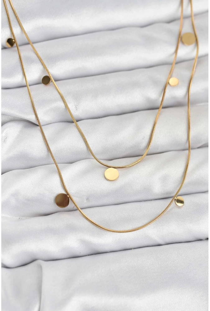 Shoecide 316l Çelik Zincir Gold Renk Pullu Kadın Kolye