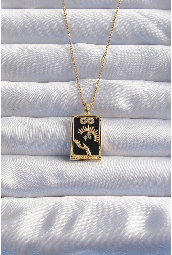 Shoecide 316l Çelik Zincir Gold Renk Sonsuzluk Detay Zirkon Taşlı Tarot Kolye