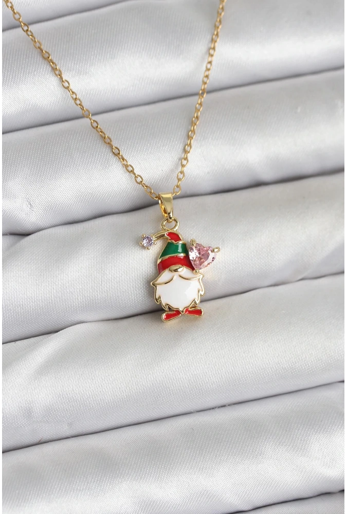 Shoecide 316l Çelik Zincir Gold Renk Yılbaşı Teması Kadın Kolye