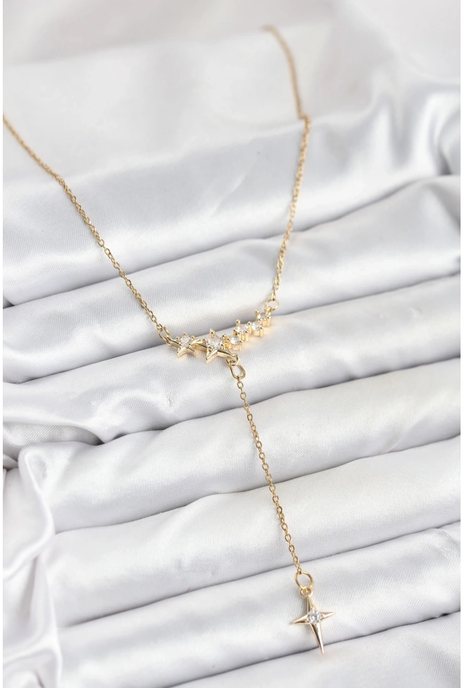 Shoecide 316l Çelik Zincir Gold Renk Yıldız Model Y Kadın Kolye