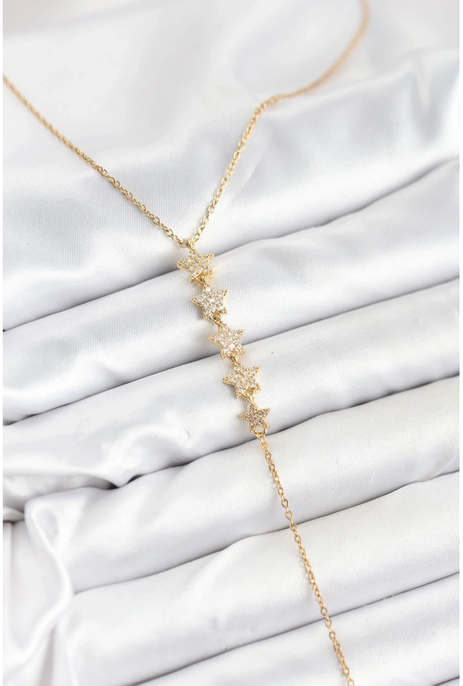 Shoecide 316l Çelik Zincir Gold Renk Yıldız Model Y Kolye