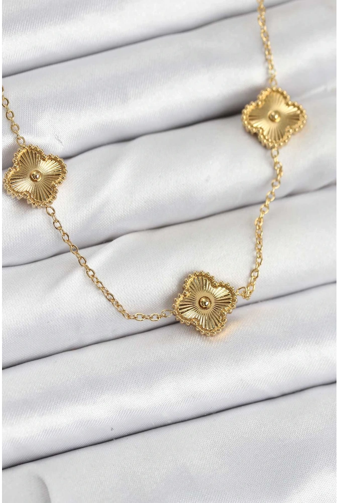 Shoecide 316l Çelik Zincir Gold Renk Yonca Kadın Kolye