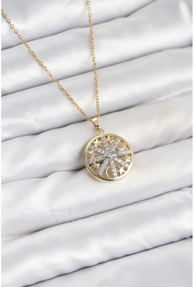 Shoecide 316l Çelik Zincir Gold Renk Zirkon Taşlı Kadın Kolye