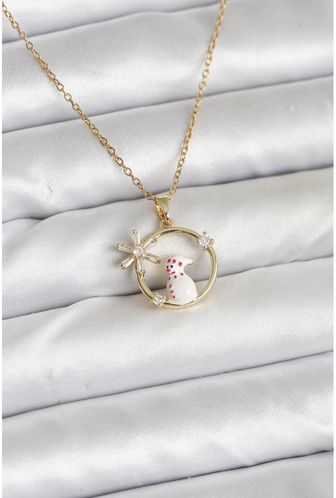 Shoecide 316l Çelik Zincir Gold Zirkon Taşlı Yılbaşı Temalı Kadın Kolye