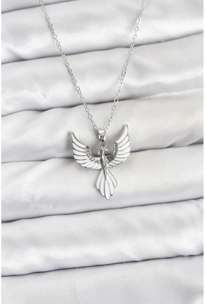 Shoecide 316l Çelik Zincir Gümüş Renk Anka Kuşu Model Kadın Kolye