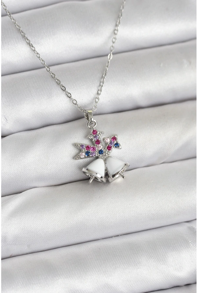 Shoecide 316l Çelik Zincir Gümüş Renk Chirtsmas Bell Model Yılbaşı Temalı Kadın Kolye