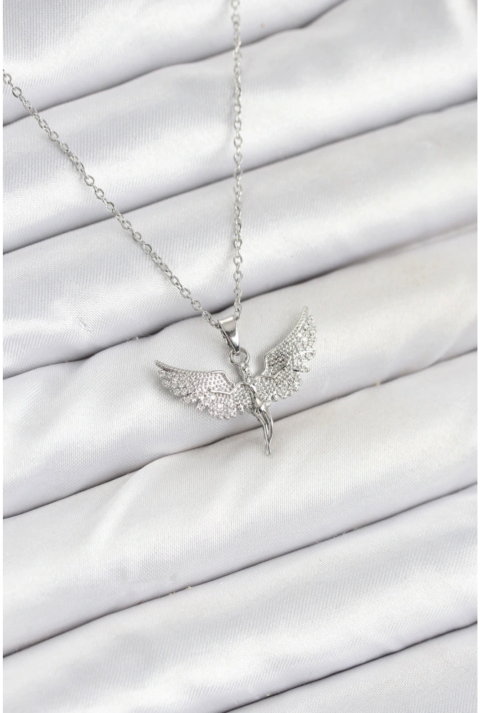 Shoecide 316l Çelik Zincir Gümüş Renk Melek Model Kadın Kolye