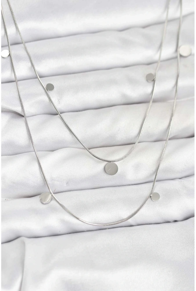 Shoecide 316l Çelik Zincir Gümüş Renk Pullu Kadın Kolye