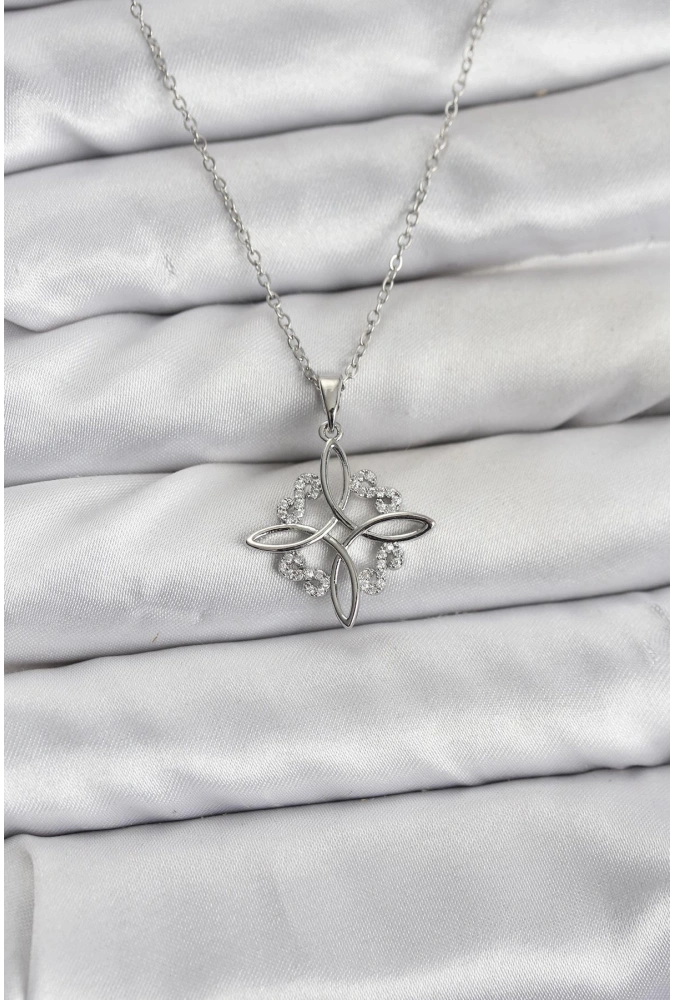 Shoecide 316l Çelik Zincir Gümüş Renk Sonsuzluk Model Zirkon Taşlı Kadın Kolye