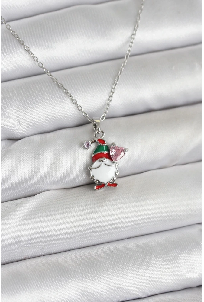 Shoecide 316l Çelik Zincir Gümüş Renk Yılbaşı Teması Kadın Kolye