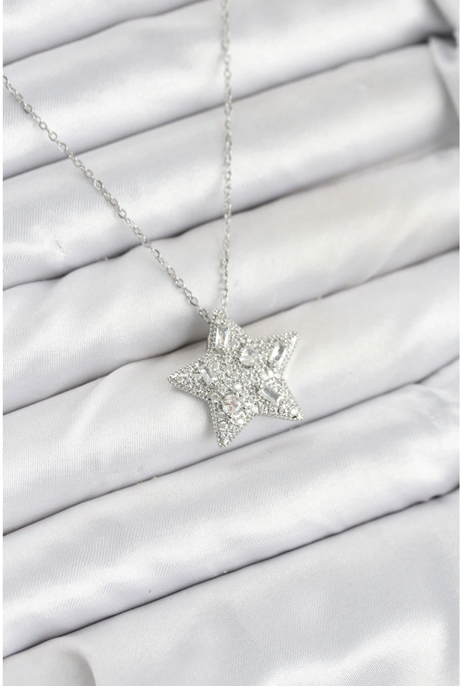 Shoecide 316l Çelik Zincir Gümüş Renk Yıldız Model Kadın Kolye