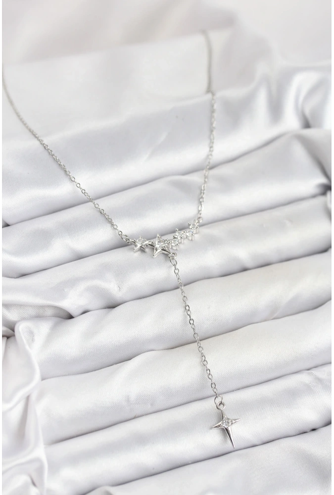 Shoecide 316l Çelik Zincir Gümüş Renk Yıldız Model Y Kadın Kolye