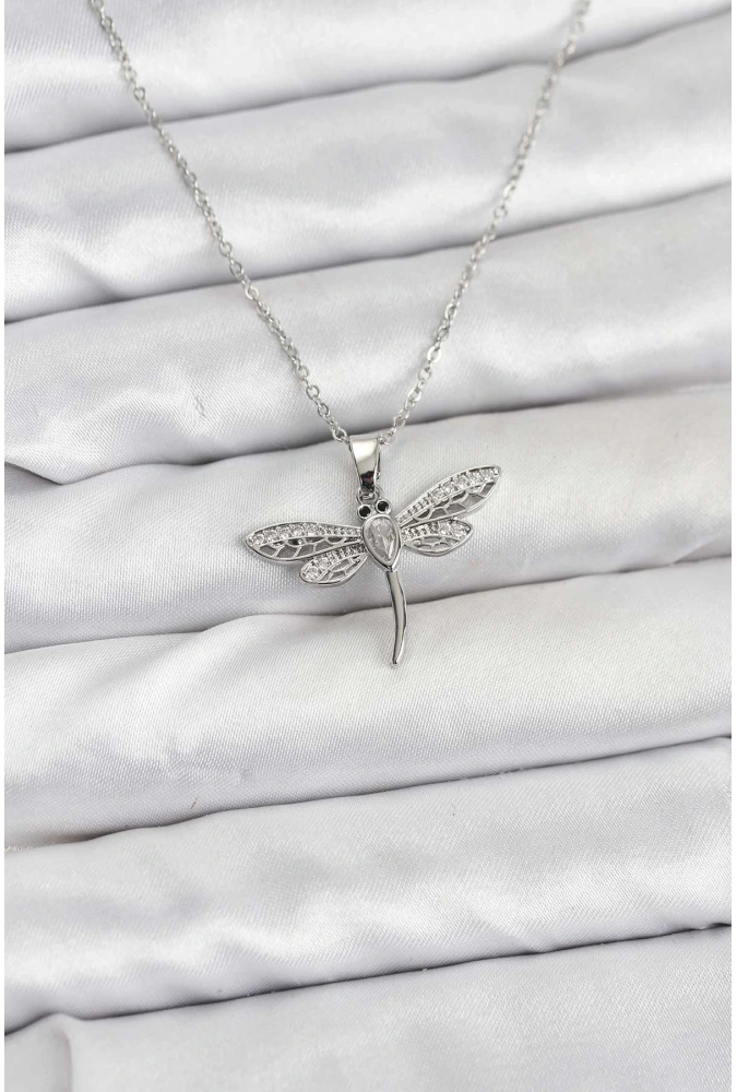 Shoecide 316l Çelik Zincir Gümüş Renk Yusufçuk Model Kadın Kolye