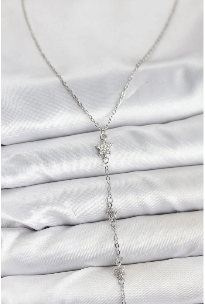 Shoecide 316l Çelik Zincir Gümüş Renkli Yıldız Model Kadın Y Kolye