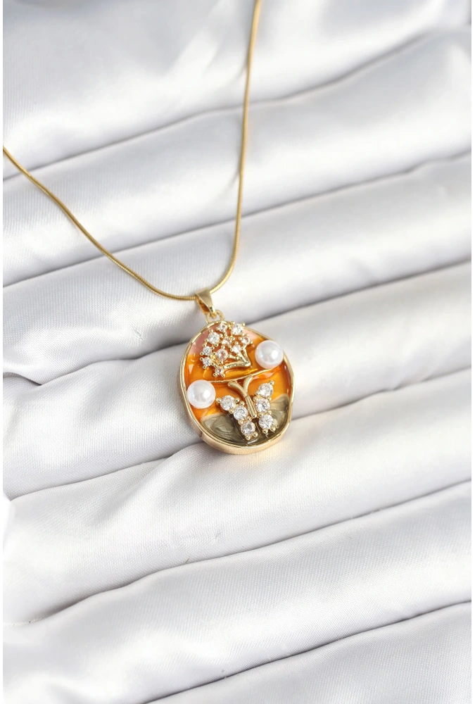 Shoecide 316l Çelik Zincir Kelebek Model Sanatsal Portre Kadın Kolye