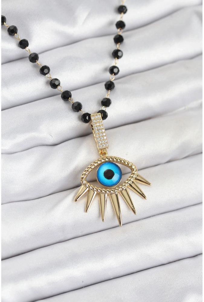 Shoecide 316l Çelik Zincir Kristal Boncuklu Göz Model Kadın Kolye