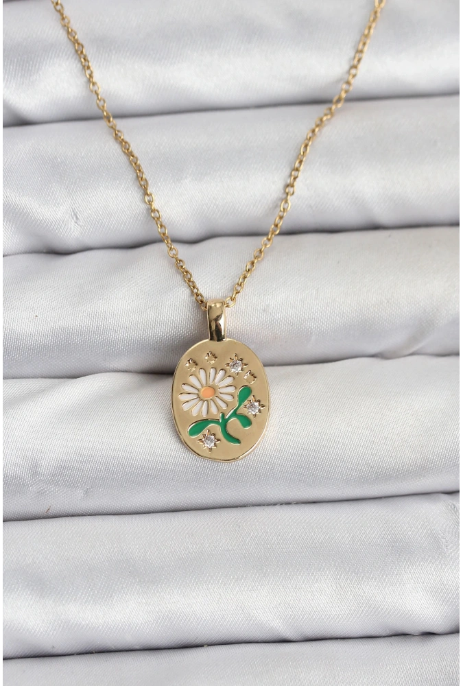 Shoecide 316l Çelik Zincir Papatya Figürlü Kadın Kolye