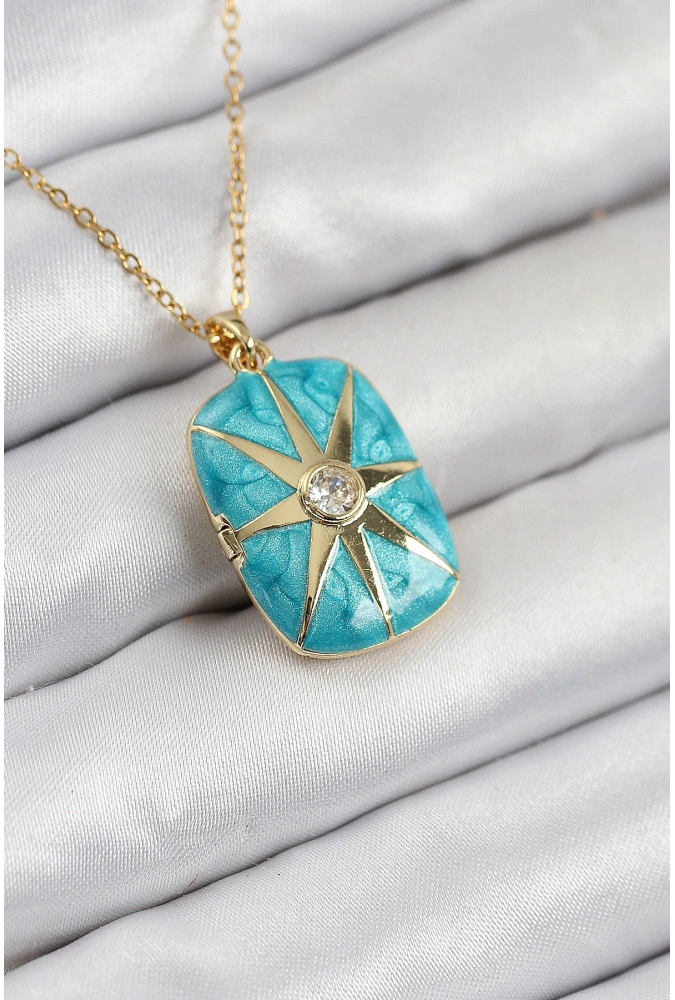 Shoecide 316l Çelik Zirkon Taşlı Açılabilr Kapaklı Kutup Yıldzı Model Gold Renk Kadın Kolye