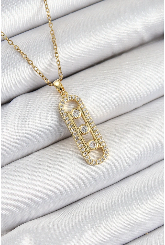 Shoecide 316l Çelik Zirkon Taşlı Messika Model Gold Renk Kadın Kolye