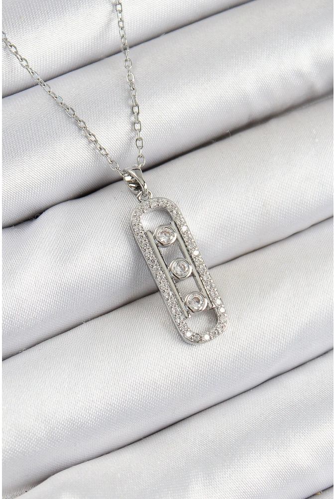 Shoecide 316l Çelik Zirkon Taşlı Messika Model Gümüş Renk Kadın Kolye