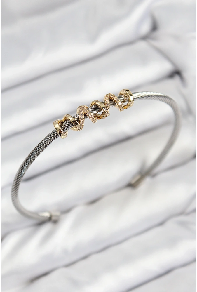 Shoecide 316l Çelik Zirkon Taşlı Model Gold Ve Gümüş Renk Kadın Bileklik