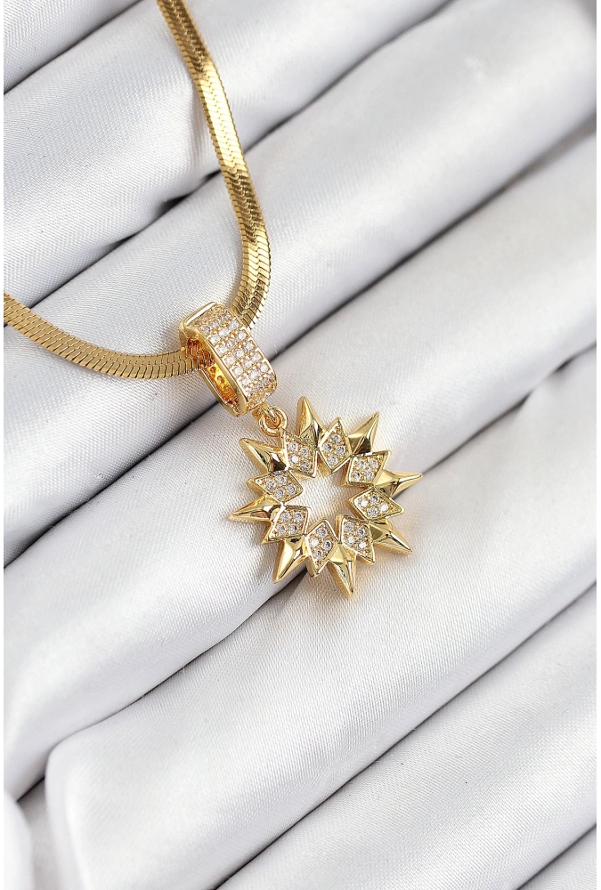 Shoecide 316l Çelik Zirkon Taşlı Yıldız Model Gold Renk Kadın Kolye