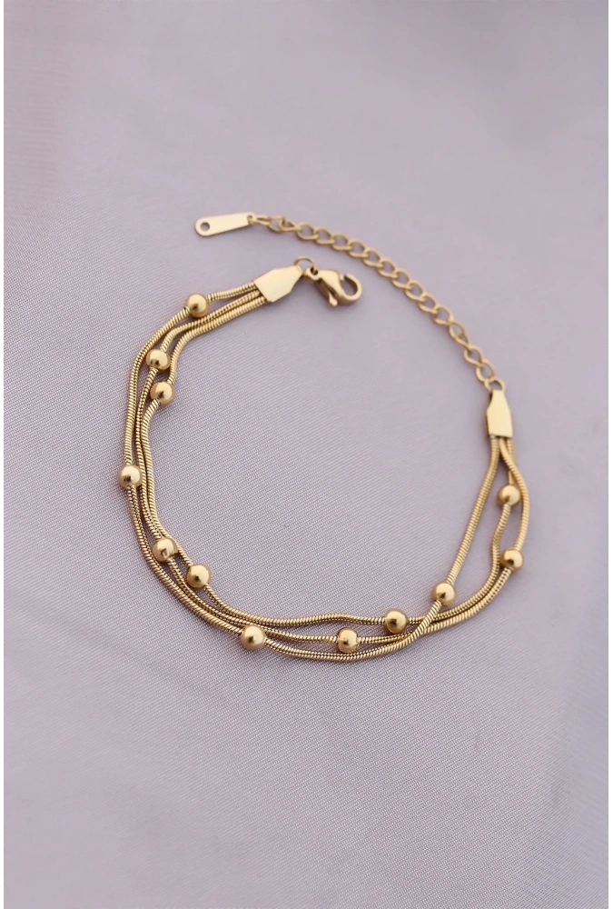 Shoecide 316l Kararmaz Çelik Gold Renk Top Zincirli Kadın Bileklik
