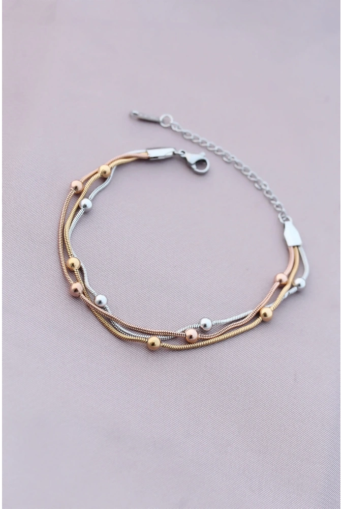 Shoecide 316l Kararmaz Çelik Gümüş Renk Top Zincirli Kadın Bileklik